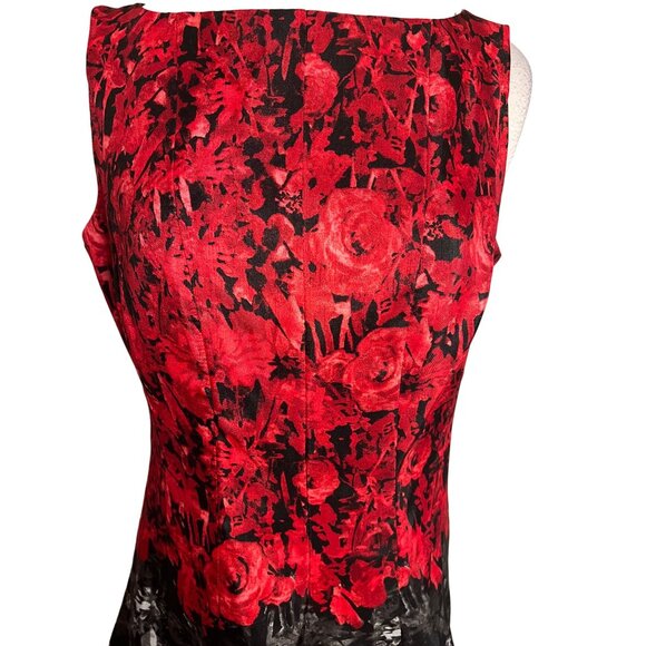 CB established 1962 size 12 fit n flare dress red black midi  party Fun - Picture 7 of 12